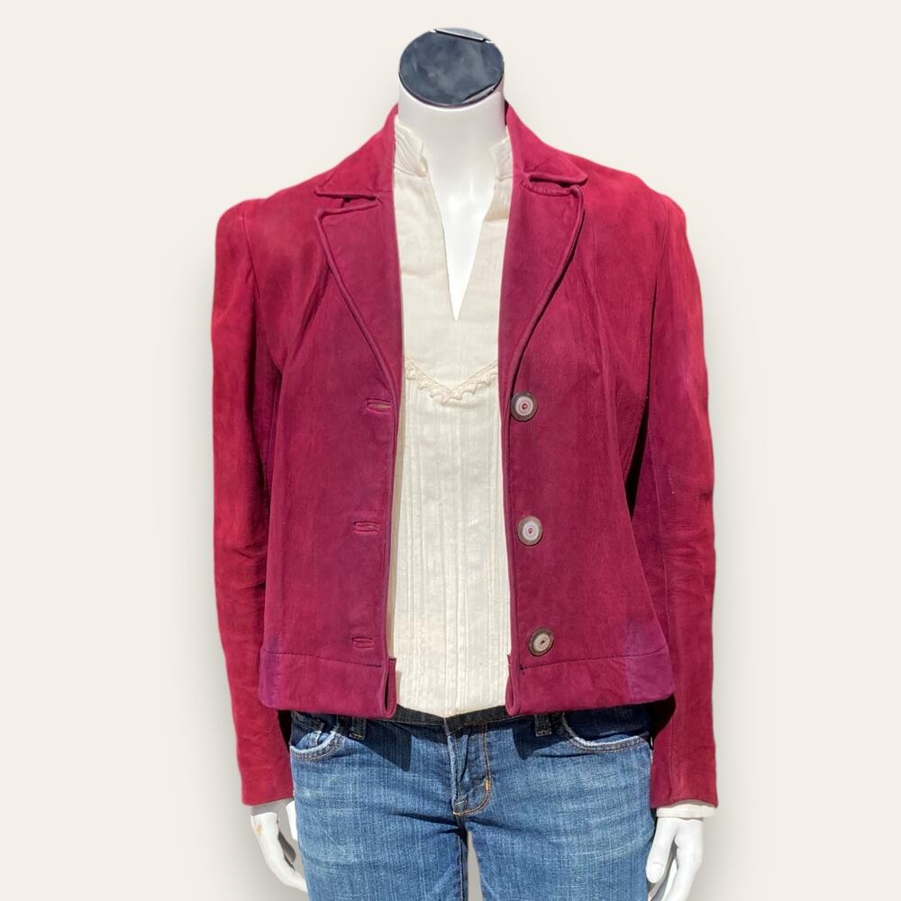 Vintage Burgundy suede cropped jacket ladies medium